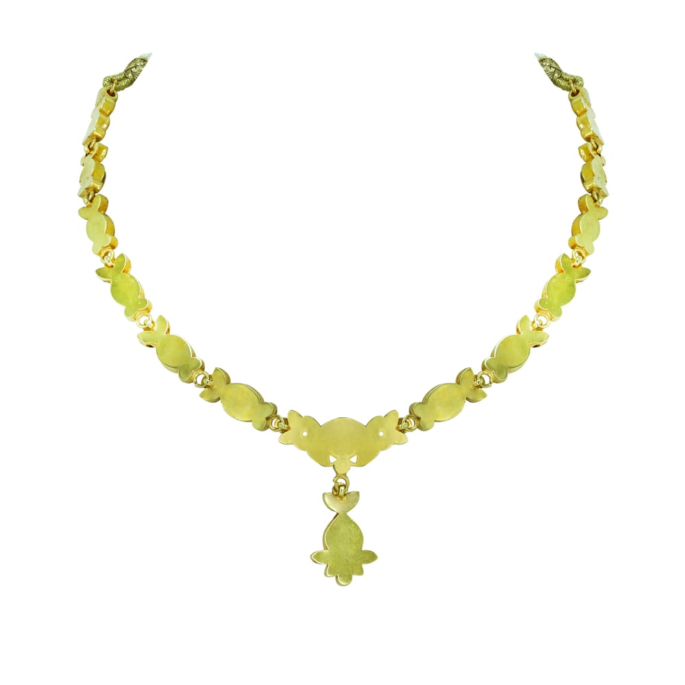 Polki Necklace with Black Meena Oval Motif